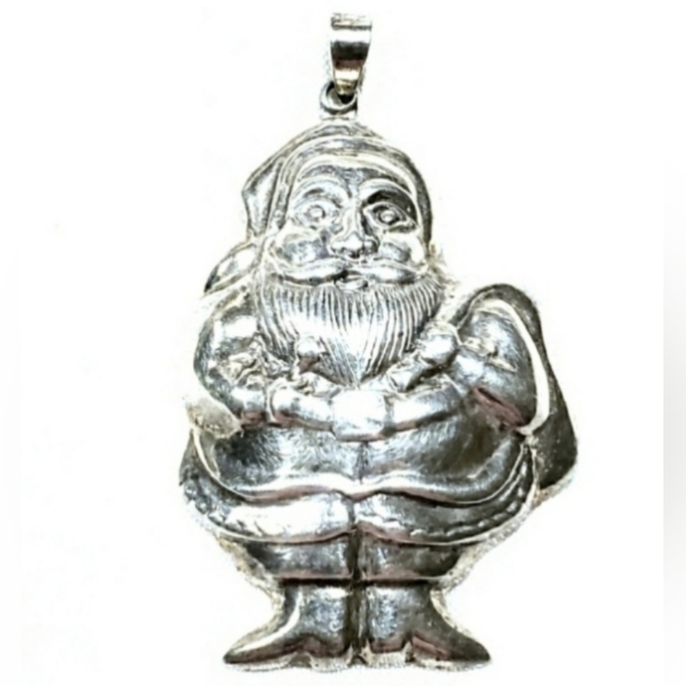 VTG Santa Claus Christmas Pendant 925 Sterling Silver - Picture 2 of 7